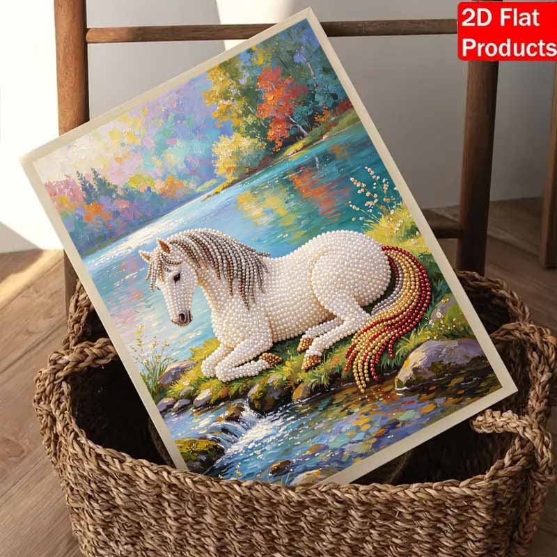 Majestic Horse Pearl Kit 5D DIY Round Rhinestone Art for Adults Relaxing Handmade Wall Decor Holiday Gift Frameless