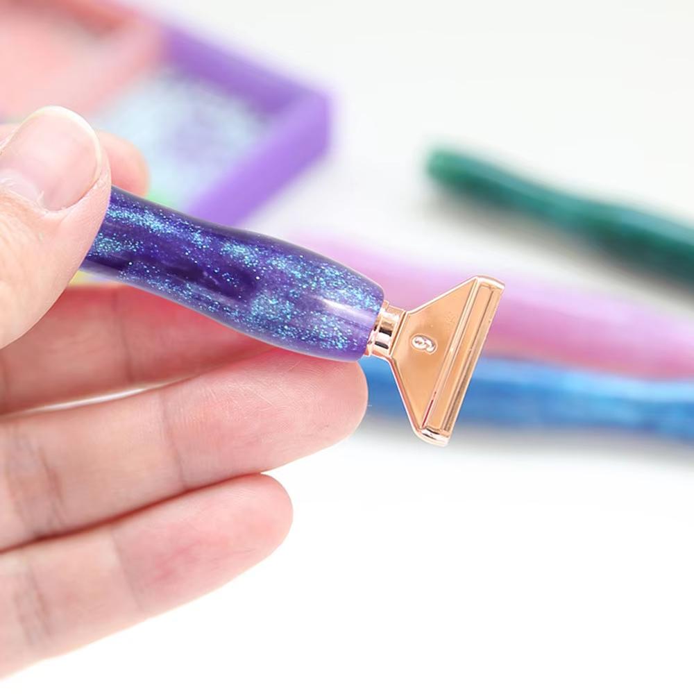 Purple 5D DIY Diamond Pen Set Resin Diamond Painting Tool Point Drill Pen with Thread Multifunctional 6 Metal Pen Heads and Clay