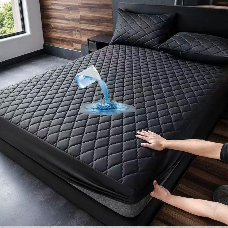 Waterproof Quilted Solid Color Bed Cover, Skin-friendly Mattress Protector, Single Piece