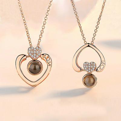 Double Love Temperament Versatile I Love You Projection Collarbone Chain