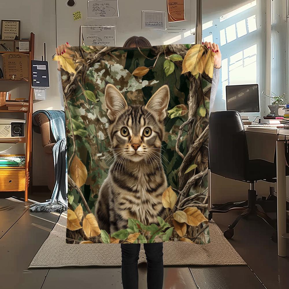 American Shorthair,pattern Flannel Blanket, High Quality Comfortable for All Seasons, Home Decor, Warmth and Comfort, Perfect for Gifts.