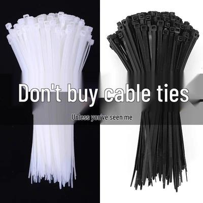 100 Starke Selbstsichernde Nylon-Kabelbinder für den Haushalt - Schwarz & Weiß