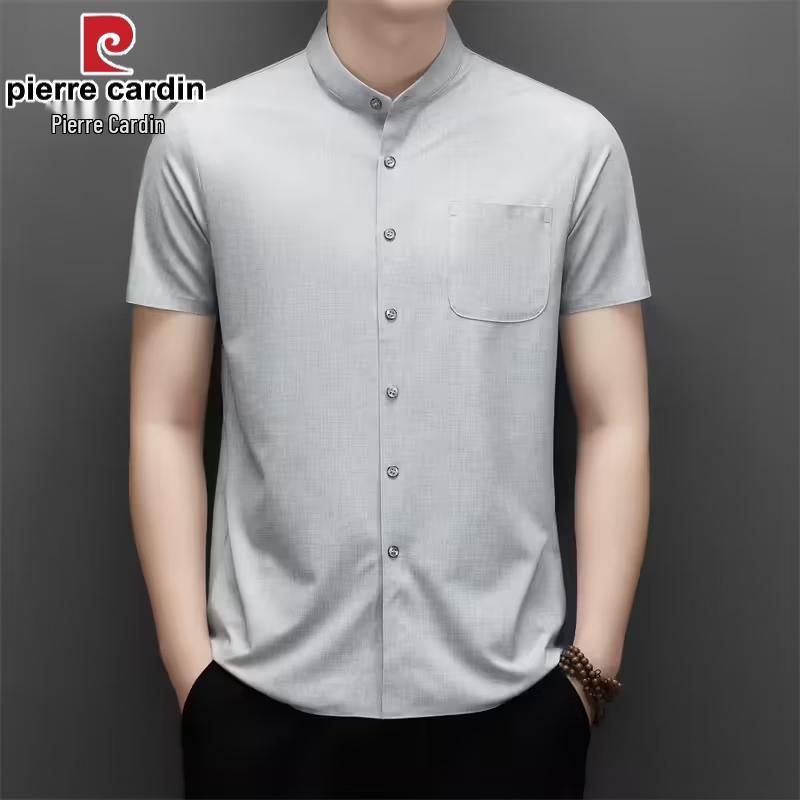 Pierre Cardin Men's Business Casual Silk Blend Short Sleeve Shirt