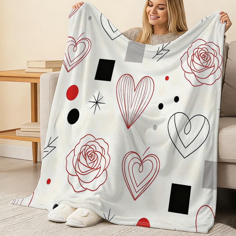 Soft Short Plush Flannel Blanket Minimalist Design, Skin-Friendly, No Shedding, Single Bedroom Use, Warm Home Decor, Ideal Valentine's Day Gift
