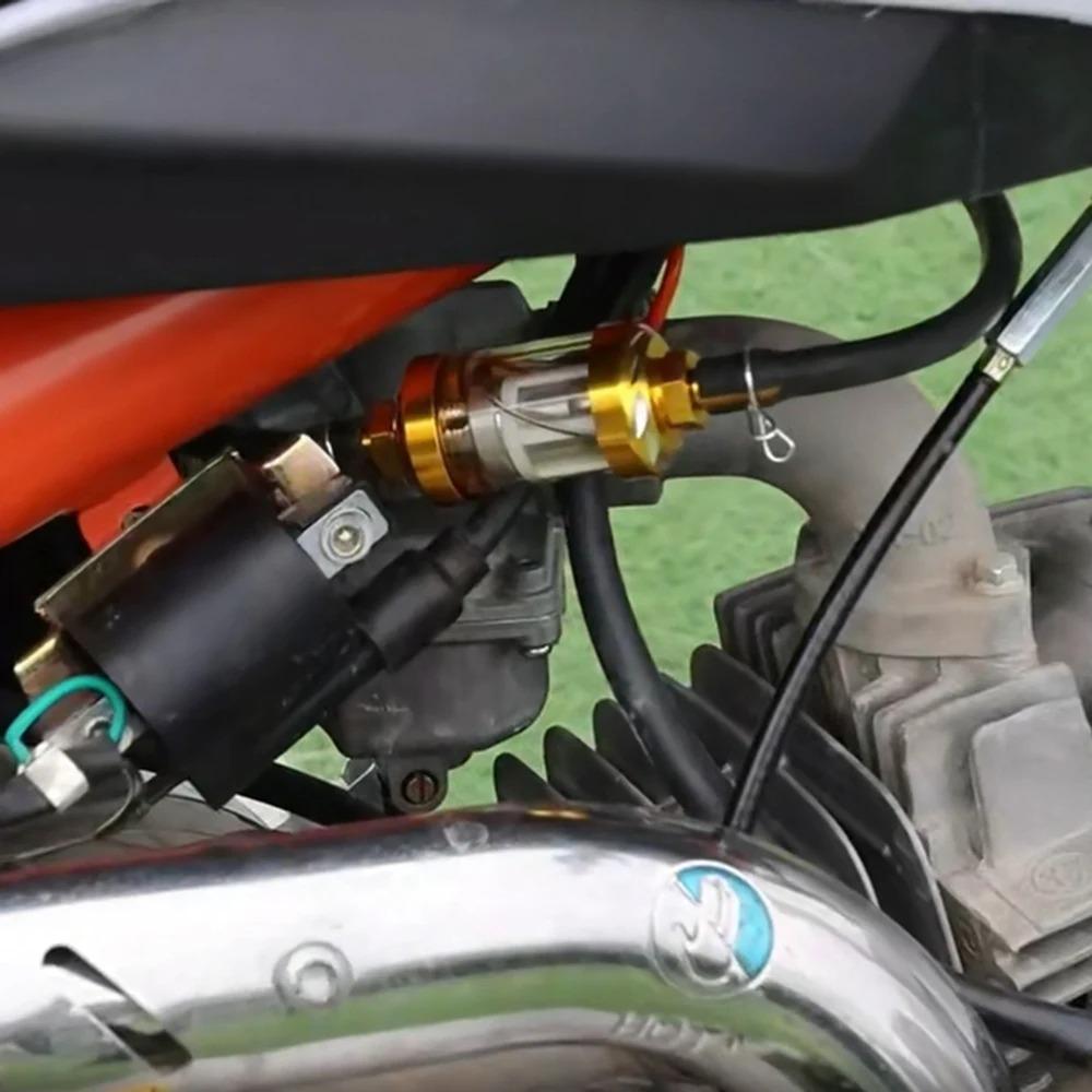 Motorcycle Gasoline Filter 8mm CNC Aluminum Universal Alloy Glass Gas Fuel for Motocross Bike ATV Quad Parts Accessories