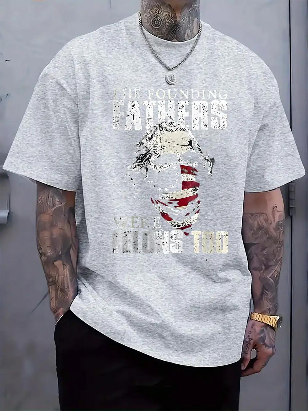 

Casual Crew Neck T-shirt with Founding President S Divisory Print - Regular Fit XXXL