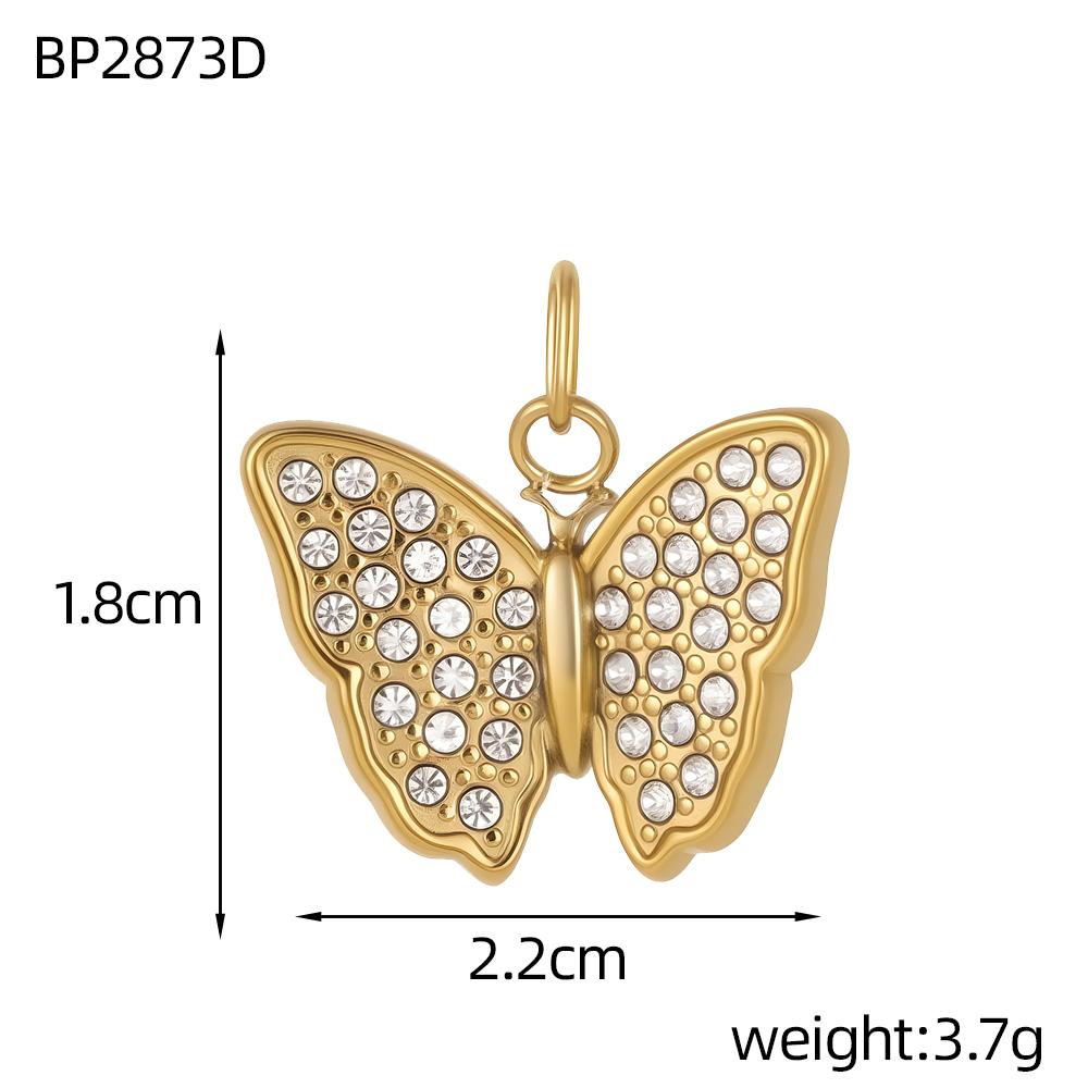 CARLIDANA New Gold Plated Charm Stainless Steel DIY Jewelry Pendant Multicolor Zircon Heart Butterfly Sun Flower Bowknot