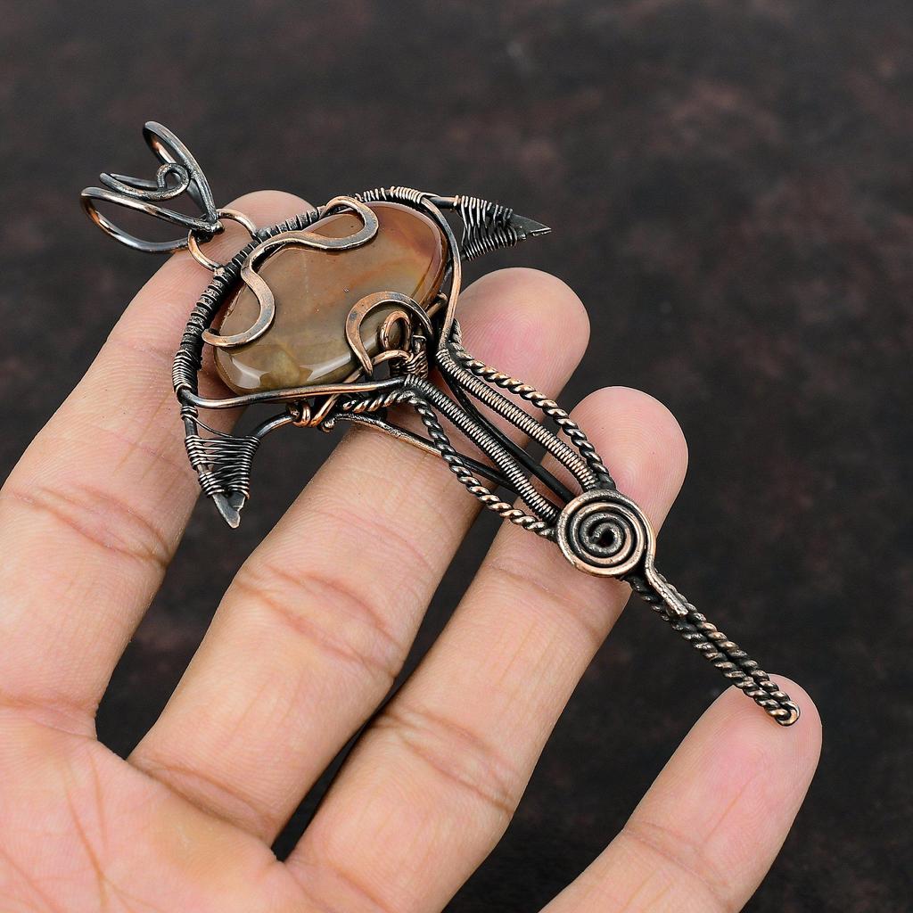 Red Jasper Pendant Copper Wire Wrapped Pendant Handmade Pendant Natural Gemstone Jewelry Brand New Pendant Copper Wire Jewelry Wedding Gift