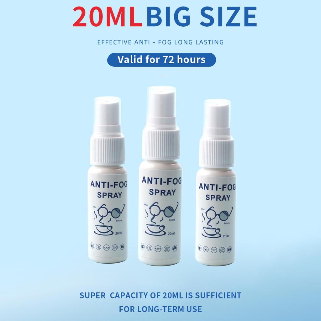 NEW 20ml Anti-Fog Solutions Long Lasting Anti Fog Spray For All Glass Car Glass Swim Anti Fog Spray For Swim  Ski Goggles