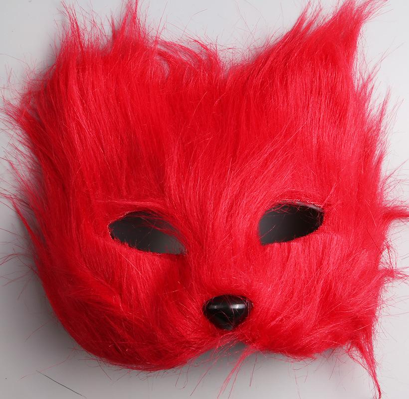 Furry Fox Shape Face Mask Animal Cat Hair Halloween Cosplay Carnival Party Mask Masquerade Props Head Cover Sexy Imitation Toys