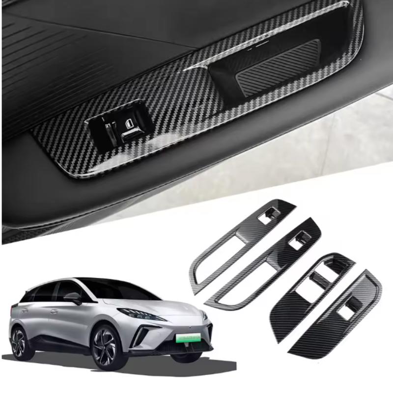 WAK1  LHD/RHD Car Window Control Lift Panel Cover Sticker Carbon Fiber 4pcs for MG4 MG 4 EV Mulan 2023- 2024 Acc.