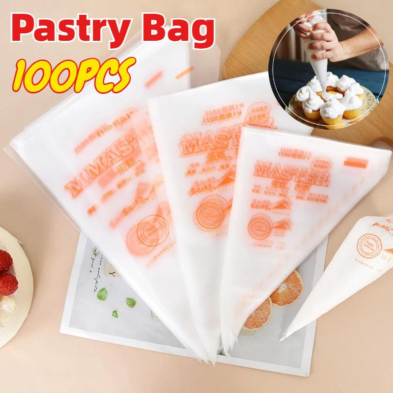 100Pcs Disposable Pastry Piping Bags, Icing Cream Squeezing Bags for Cake Decorating, DIY Baking Tools for Wedding & Birthday Party