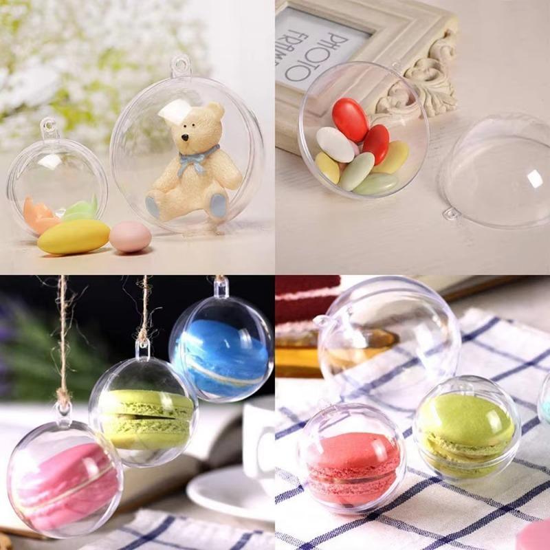 20/1pcs Plastic Christmas Transparent Balls Xmas Tree Hanging Hollow Ball Ornaments for Home Wedding Party Decoration Gifts Box