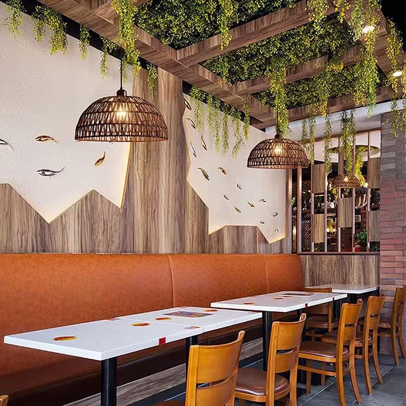 Japoński styl Konopna i Rattanowa Pleciona Lampa Wisząca