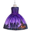Kids Girls Halloween Costume Ghost  Dress Witch Hat Pumpkin Skull Printed Fancy Dress Up Cosplay Party Outfits