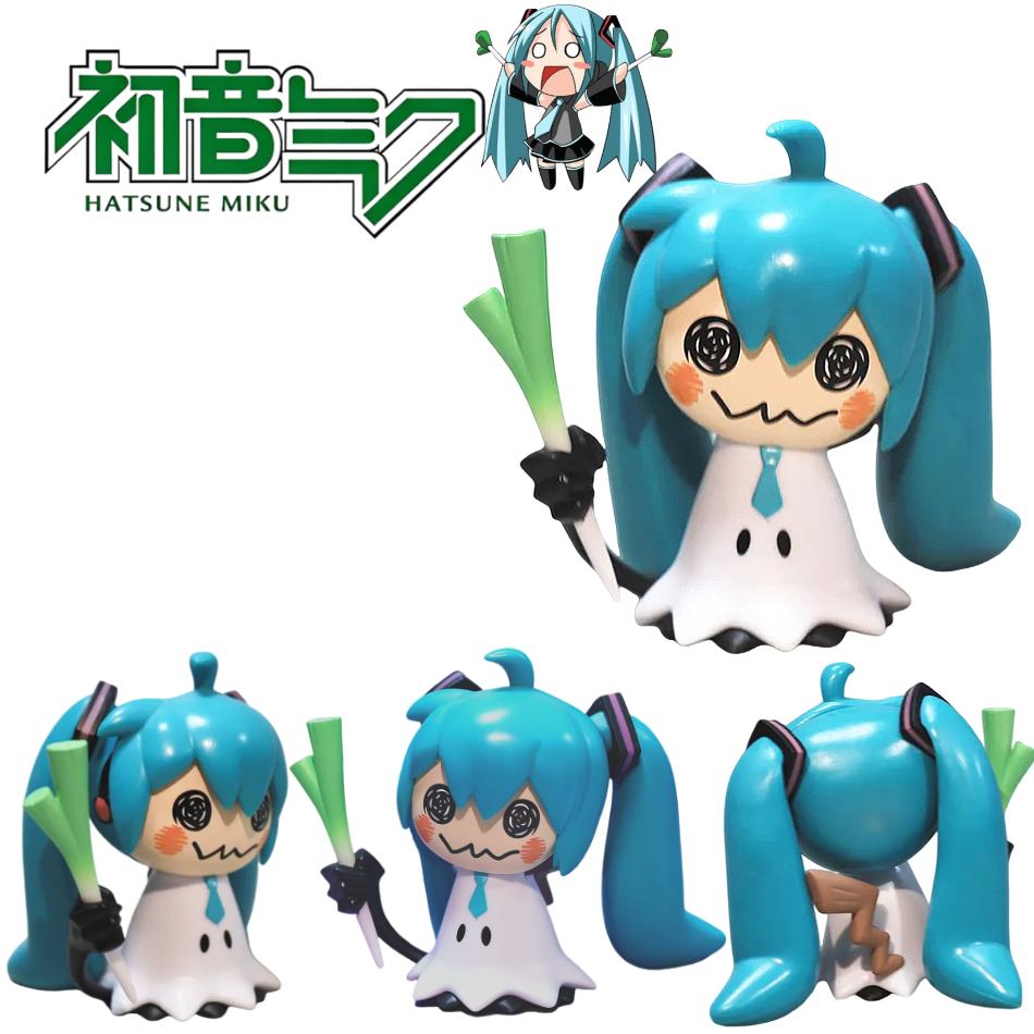 In Stock Anime Hatsune Miku Q Pikachu Model Figure Green Onion Pvc Action Figures Collection Model Classic Toys Kids
