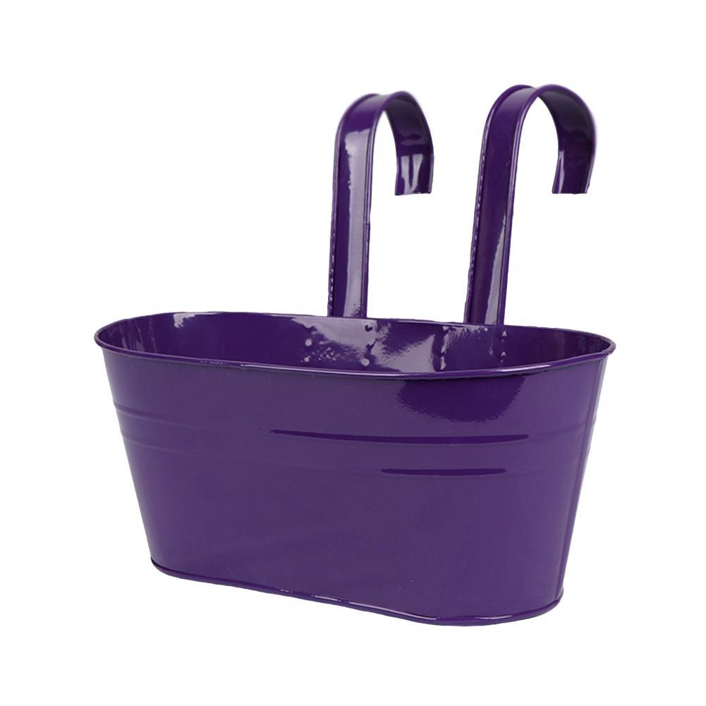 Metal Hanging Planter Window Flower Plant Holder with Drain Holes Removable Dual Hooks Flower Pot for Balcony Railing Fence