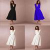 Robe élégante et décontractée en maille pour femme, avec col en V, disponible en plusieurs couleurs.