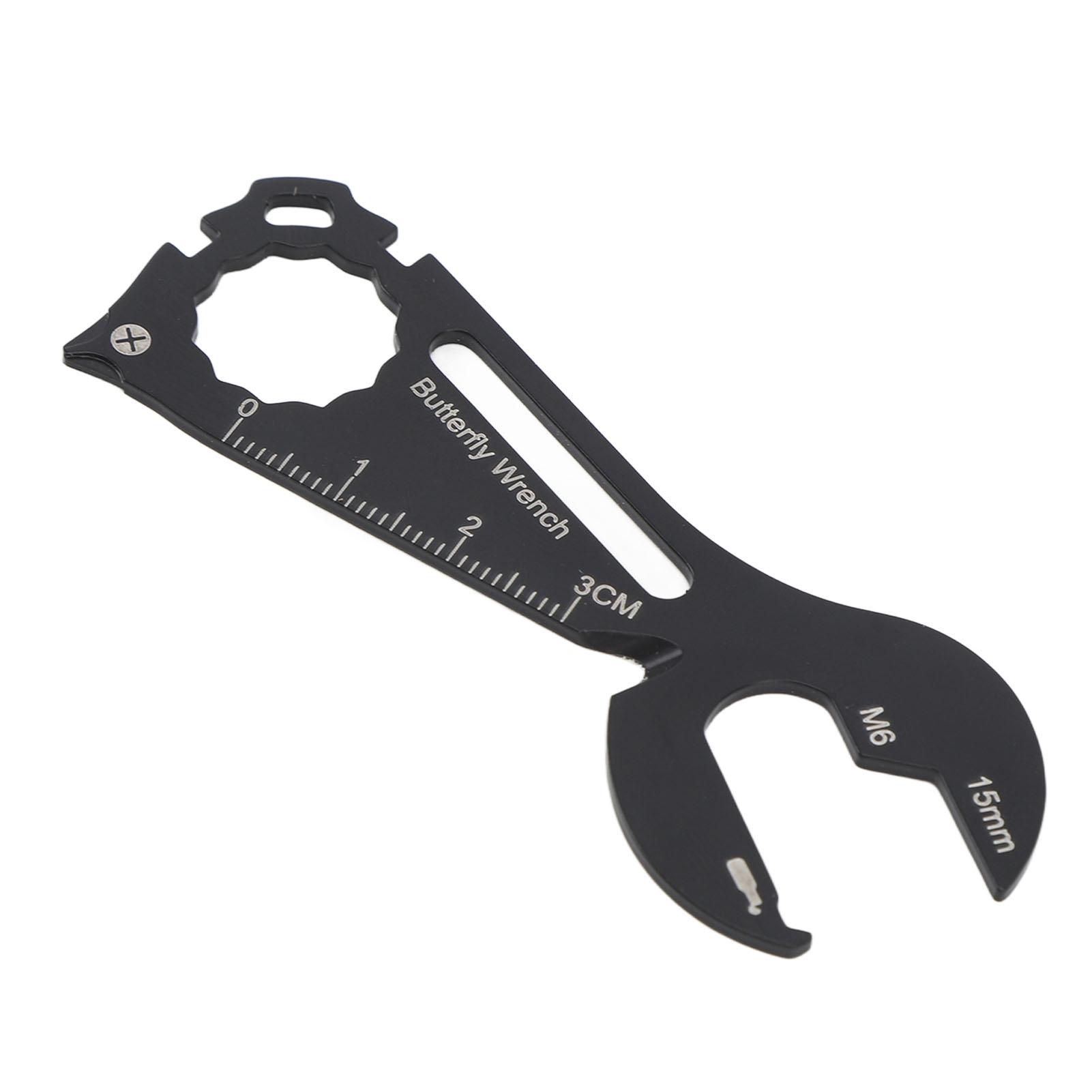 11 in 1 Outdoor Wrench Multifunctional Bottle Opener Keychain Screwdriver Measuring Ruler Tool Black
