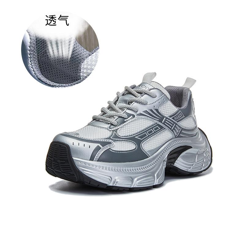 

Daddy Shoes Girl 2025 Spring New Platform Mesh Breathable Sneakers Girls Casual Fashion Versatile Women s Shoes Tide 40 серебряный