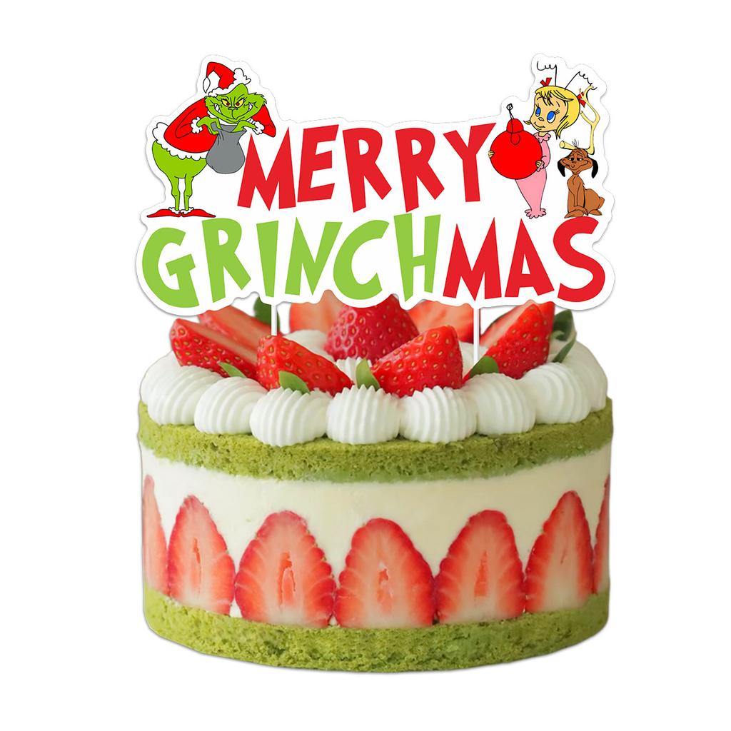 Christmas Theme Party Baking Decorative Cake Plug Merry Grinchmas Cake Plug-In Customization
