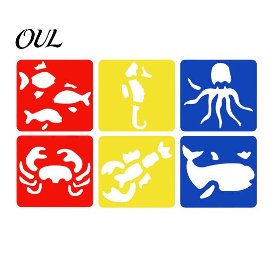 6 Piece Stencil Set Pcs Painting Template Stencils, 5.5x5.9 Inch Washable Reusable DIY Art And Craft Stencils for Wood Paper Fabric, Home Decor