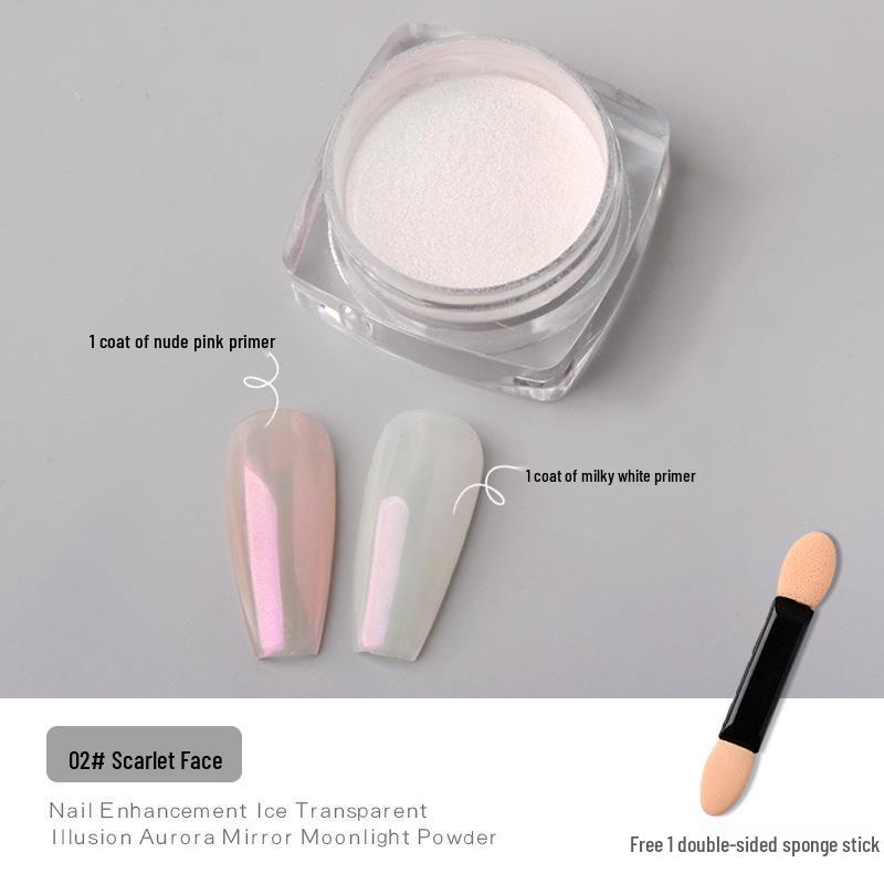 Hailey Lux Satin Perlglanz-Perlpulver-Maniküre: Brautnägel im weißen Mondschein