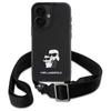 Karl Lagerfeld Klhcp16Ssakcpbk Iphone 16 6.1 Czarny/Black Hardcase Saffiano Karl&Choupette Metal Pin Cbdy Strap