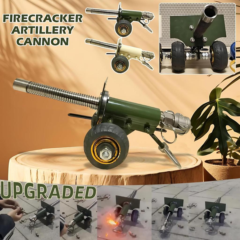Canon d'Artillerie Pétard, Modèle Lanceur de Pétards Mini Canon en Acier Inoxydable 304, Modèle Militaire Artillerie Lourde Fait Main Collection Cadeaux