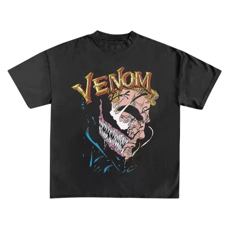 2026 new Venom Symbiote Oversized Cotton TShirt Retro Punk Harajuku Streetwear Casual Fashion Short Sleeve Tee for Men