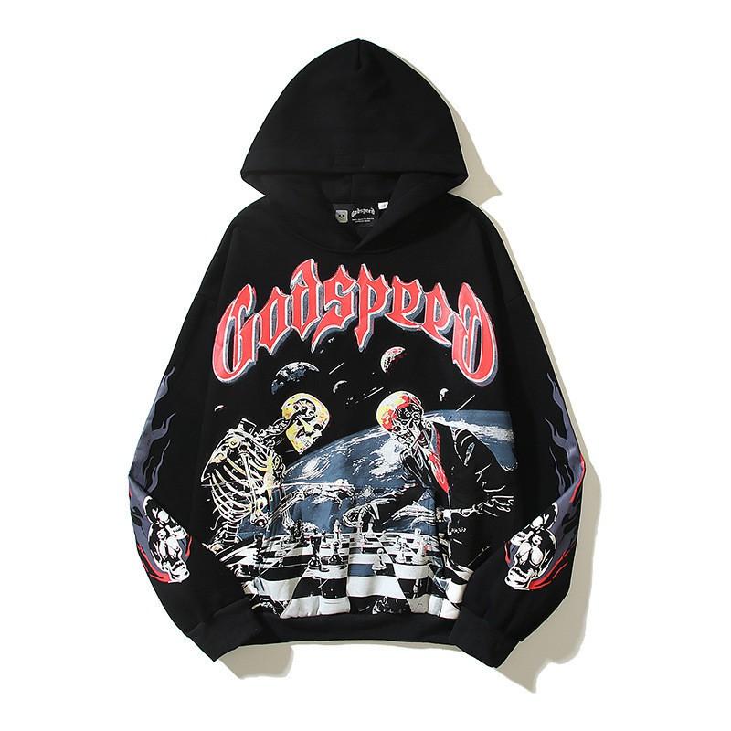 Godspeed 2025 Fall Winter Cotton Hoodie Streetwear Oversized Graphic Print Sweatshirt Men
