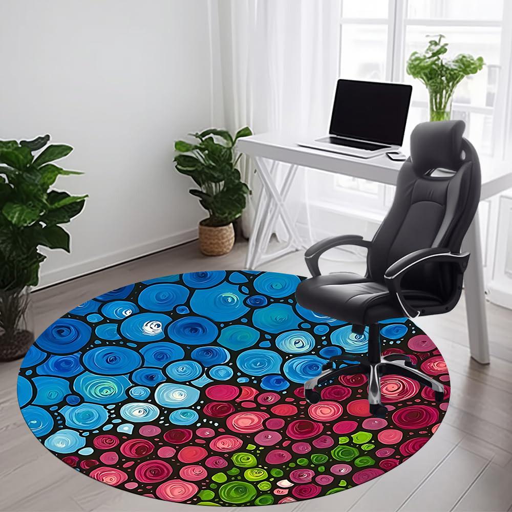 1pc Abstract Circles Office Round Area Rug, Indoor Mat Suitable ForOffice, Under Office Chairs Bedroom Living Room Home Decor, Room Deco T191