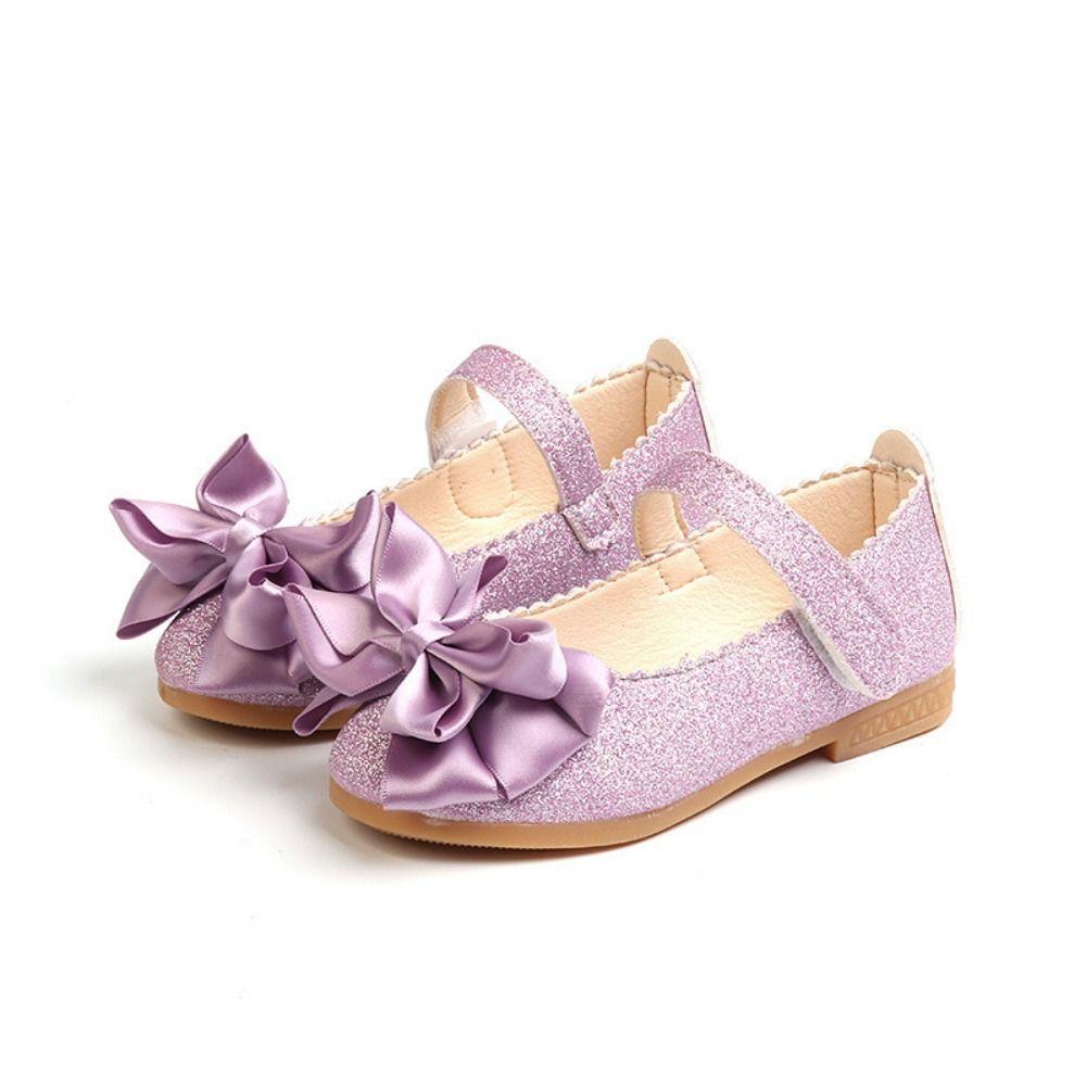 Bow-knot Dance Party Shoes Glitter Leather Shoes Princess Performance Footwear  Toddlers