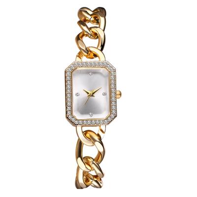 Süßes quadratisches Armbanduhr für Damen in stilvoller analoger wasserdichter Quarz-Modeuhr für Damen Perfektes Geschenk für den Tag Gold-Display, Uhr, -