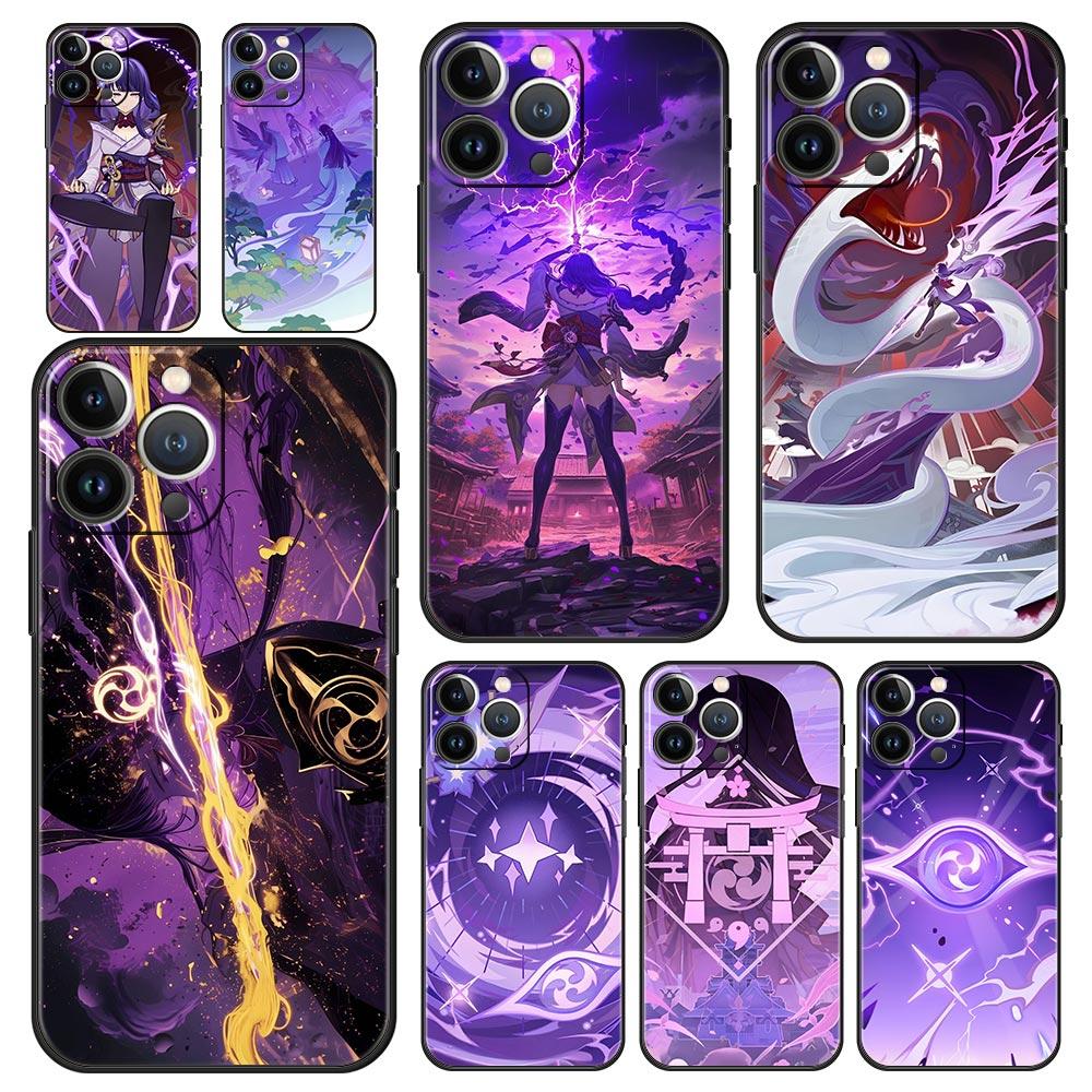 Handyhülle Für iPhone 17 16e 15 14 13 12 11 Pro Max SE 7 8 Plus Hülle iPhone 16 Weiche TPU Hülle Raiden Shogun Genshin Impact
