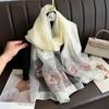 Hand-Embroidered Mulberry Silk Scarf - Elegant Spring & Autumn Shawl