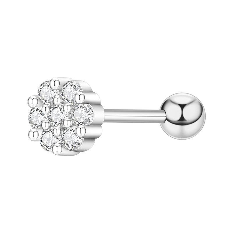 Floral Pave Diamond Mini Screw Stud Earrings 