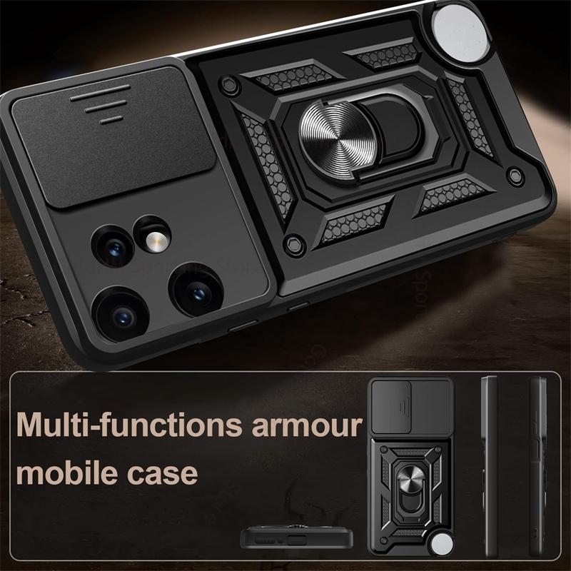 Slide Lens Push Window Heavy Duty Protection Case For Nothing CMF Phone 2 Pro Magnetic Finger Ring Holder Stand Shockproof Cover Nothing Phone 3a Pro
