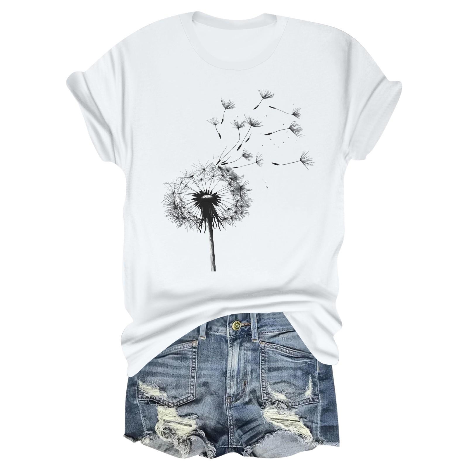 

Жіноча модна футболка з принтом і круглим вирізом з короткими рукавами XL білий