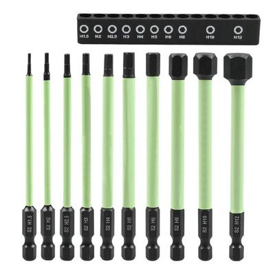10Pcs Magnetic Allen Wrench Drill Bit Set Impact Hex Screwdriver Bit Set 1/4inch