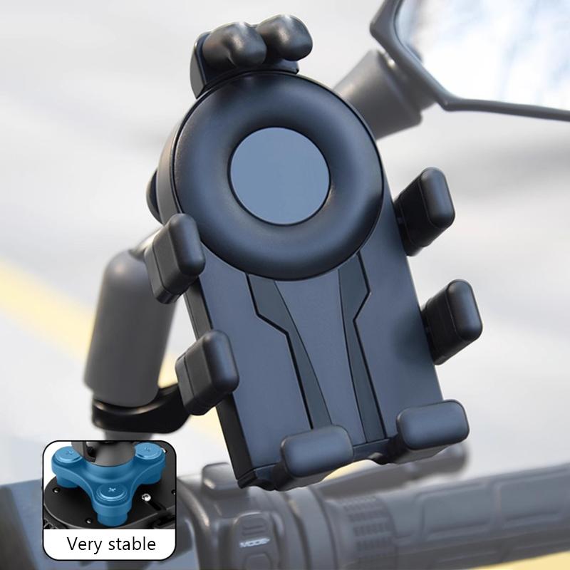 SEAMETAL Motorcycle Cell Phone Holder GPS Shockproof Smartphone Handlebar and Rearview Mirror Mount Airbag Shock Absorber Bracket