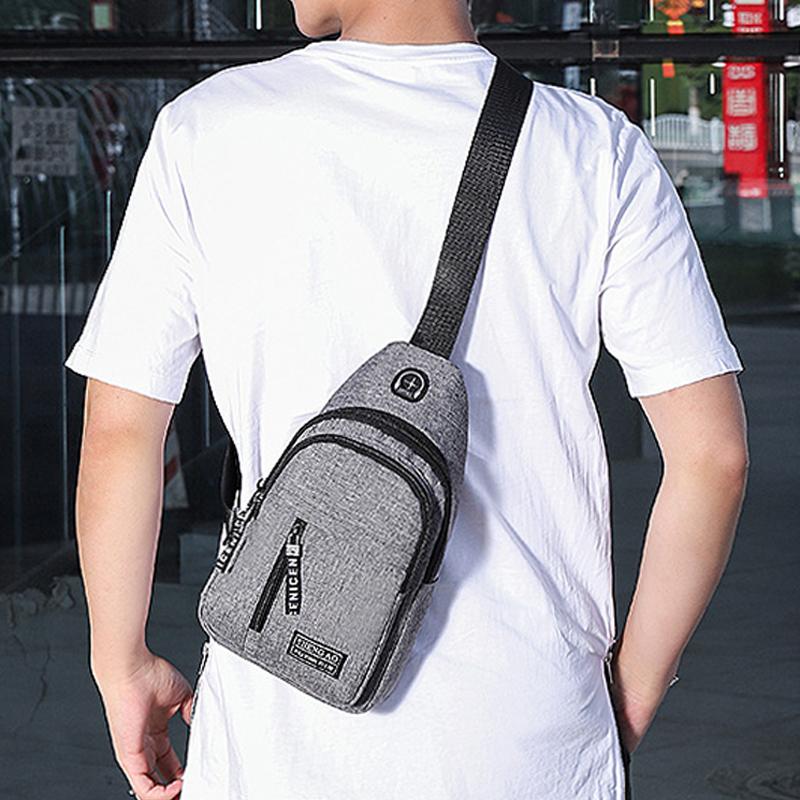 2025 New Men's Oxford Chest Bag Multi-functional Sports Outdoor Crossbody Bag Leisure Headset Shoulder Bag