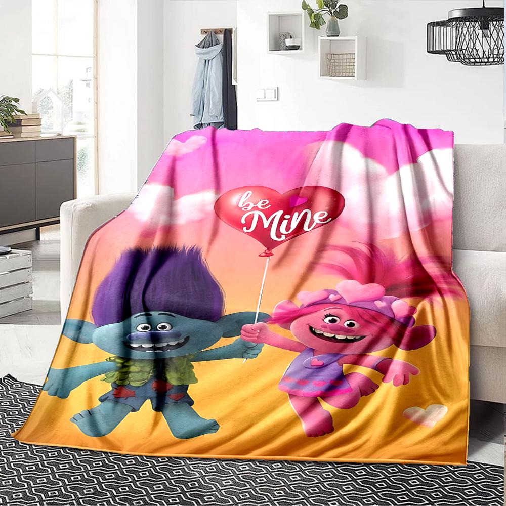 Trolls Theme Printed Blanket - Perfect for Couch, Bed, Travel & Outdoor Use | Machine Washable, Cozy & Durable.