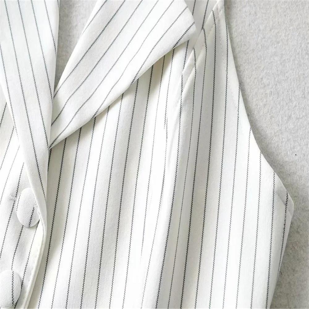 Multicolor Lapel Suit Style Women Crop Top Summer Sleeveless Halter Tank Stripes Print Button Single-Breasted Camisole 2023