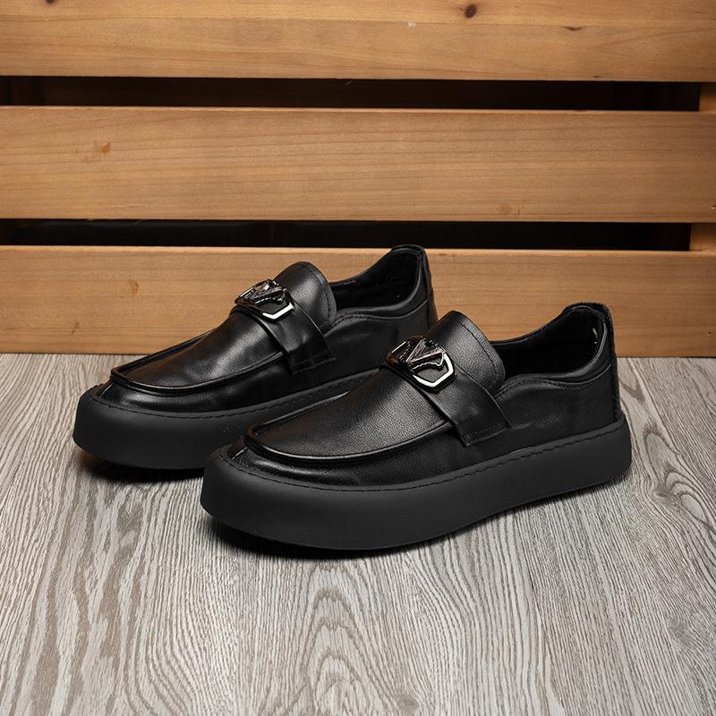 Herenschoenen herfst en winter nieuw flip bont casual leren schoenen heren trend modieus en comfortabel veelzijdig instapmodel luie schoenen