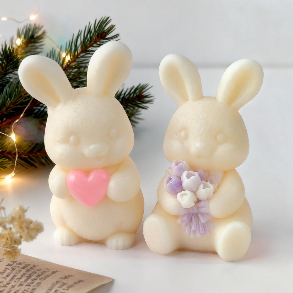 3D Påskhare Silikonform Handgjord Aromljus Gips Harts Dekoration Formar Tecknad Kanin Tvål Ljustillverkningsmaterial