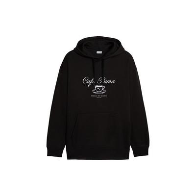 Puma Classics Cafe Hoodie With Letter Embroidery Men Hoodies Black 626322-01