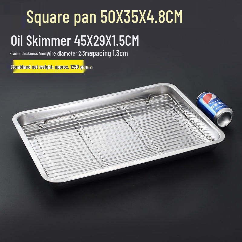 Stainless Steel Oil Filter Pan with Non-Magnetic Tray and Rectangular Draining Screen