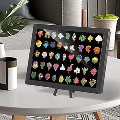 Yousheng Enamel Pin Display Case Large Capacity Dustproof Easy To Install Tabletop Black Pin Display Board Wall Hanging Enamel Pin Holder