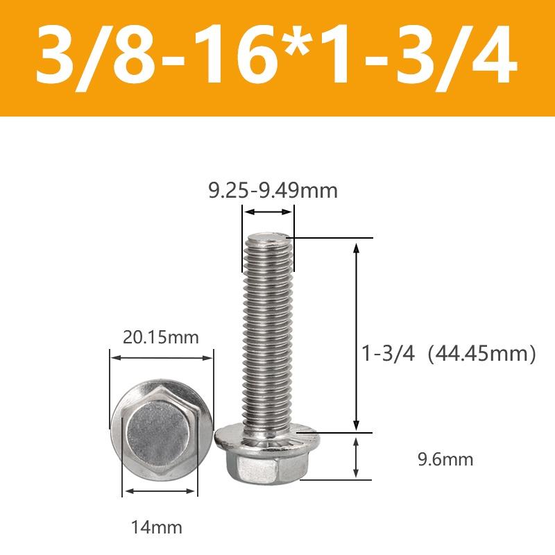 UNC 1/4-20 5/16-18 3/8-16 304 Edelstahl Sechskantkopf mit gerändeltem Flansch Kappe Schraube Sechskant Unterlegscheibenkopf Schraube